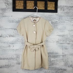 Forever 21 Cap Sleeves Tweed Mini Belted Bow Dress